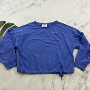 Champion Womens Cropped Pullover Sweatshirt Size M Periwinkle Purple Lounge